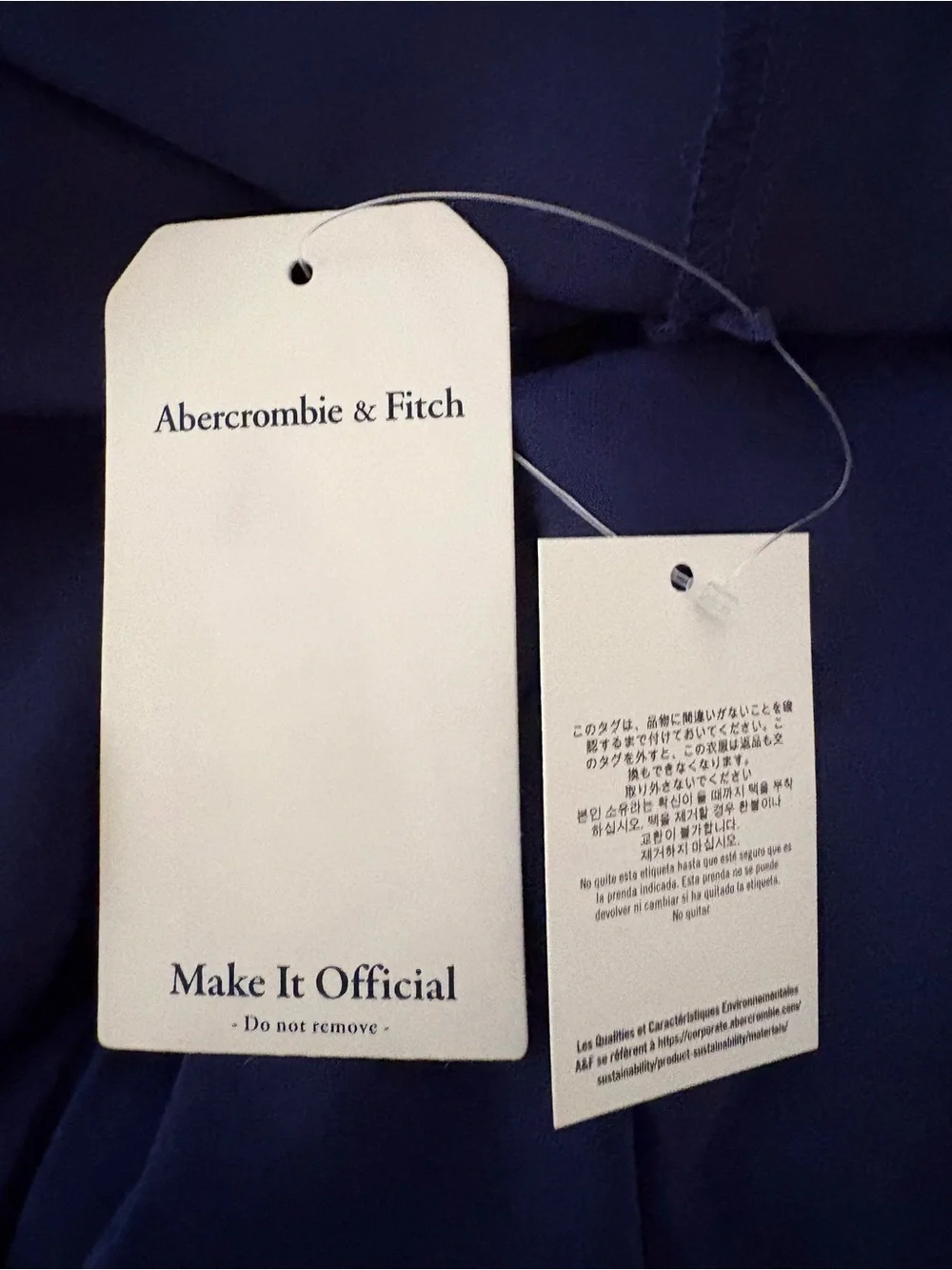 Abercrombie & Fitch Navy Slip Tie-Back Maxi Dress